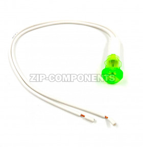 Световой индикатор зеленый D=10 мм с проводами